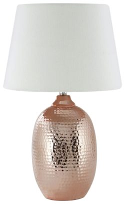 Jane Hammered Copper - Table Lamp - Ivory
